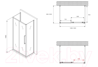 Душевой уголок Abber Schwarzer Diamant AG30160BMH-S100BM-S100BM