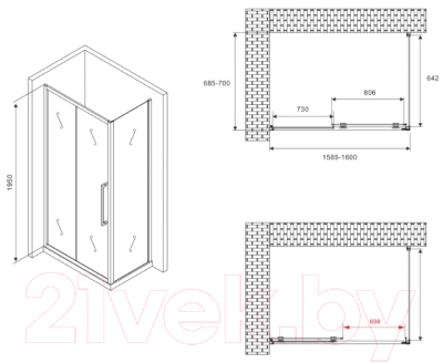 Душевой уголок Abber Schwarzer Diamant AG30160BMH-S70BM