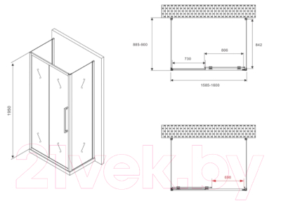 Душевой уголок Abber Schwarzer Diamant AG30160BMH-S90BM-S90BM