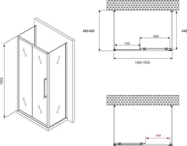 Душевой уголок Abber Schwarzer Diamant AG30160H-S60-S60