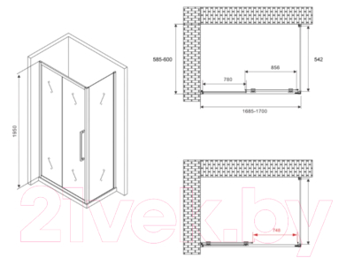 Душевой уголок Abber Schwarzer Diamant AG30170BH-S60B