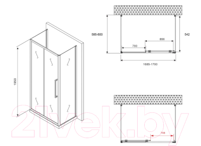 Душевой уголок Abber Schwarzer Diamant AG30170BH-S60B-S60B