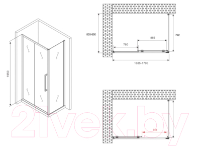 Душевой уголок Abber Schwarzer Diamant AG30170BH-S85B
