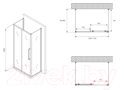Душевой уголок Abber Schwarzer Diamant AG30170BH-S85B-S85B