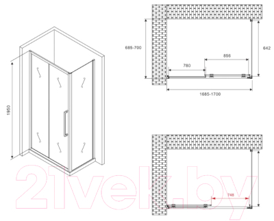 Душевой уголок Abber Schwarzer Diamant AG30170BMH-S70BM