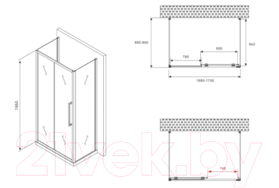 Душевой уголок Abber Schwarzer Diamant AG30170BMH-S90BM-S90BM