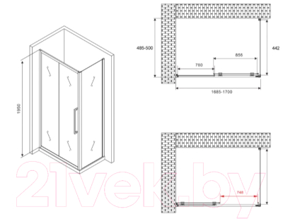 Душевой уголок Abber Schwarzer Diamant AG30170MH-S50M