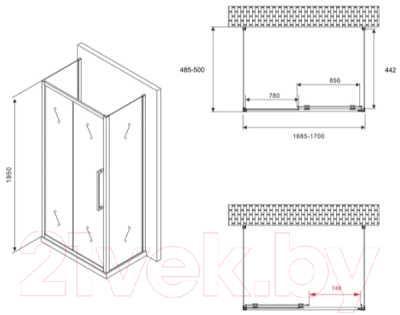 Душевой уголок Abber Schwarzer Diamant AG30170MH-S50M-S50M