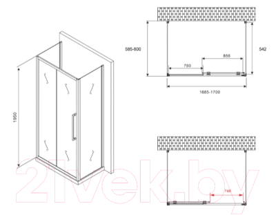 Душевой уголок Abber Schwarzer Diamant AG30170MH-S60M-S60M