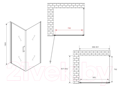 Душевой уголок Abber Sonnenstrand AG04090B-S85B