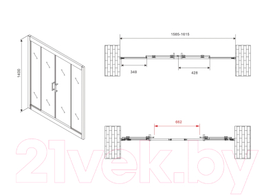 Стеклянная шторка для ванны Abber Schwarzer Diamant AG57160M