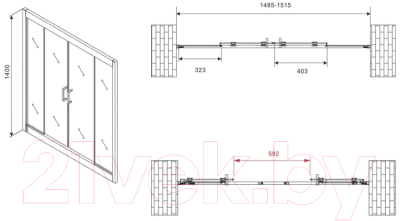 Стеклянная шторка для ванны Abber Schwarzer Diamant AG57150M