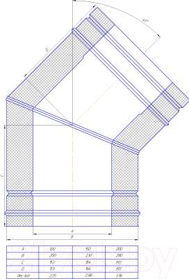 Поворот дымохода КПД Сэндвич 45 ф115х200