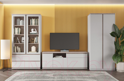 Шкаф с витриной Anrex Lima 2V2S (персидский жемчуг/мадура)