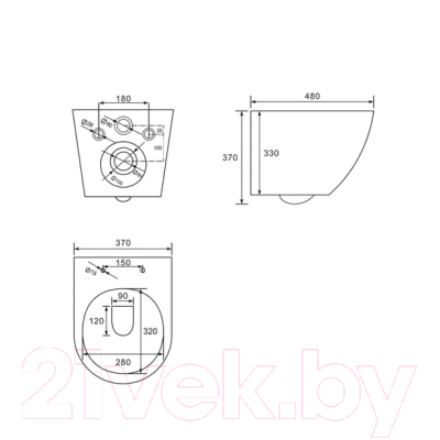 Унитаз подвесной с инсталляцией Abber Bequem AC1100MB-AC0105-AC0121MB