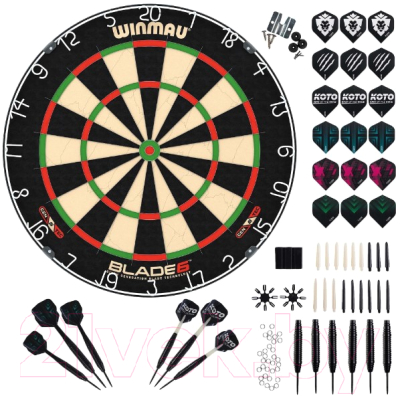 Дартс Winmau Blade 6 + 2 Sets Koto Darts Steel + 90 Pieces - фото