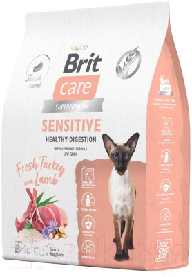 Сухой корм для кошек Brit Care Sensitive Healthy Digestion с индейкой и ягненком / 5066155 (7кг) - фото