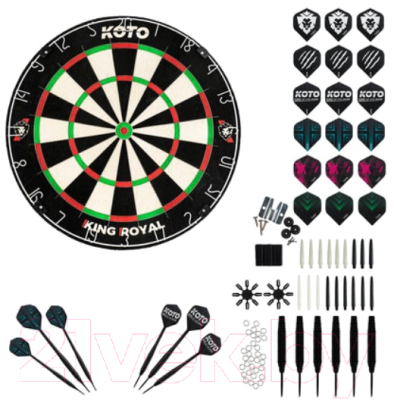 Дартс Koto King Royal + Koto Accessory Kit Steeltip Black 90 Pieces - фото