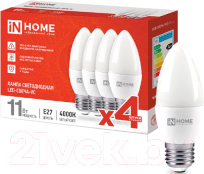 Лампа INhome LED-СВЕЧА-VC / 4690612047812 - фото