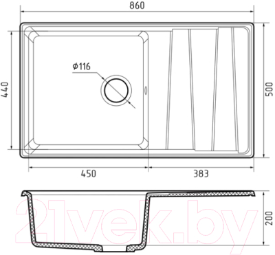 Мойка кухонная GranFest GF-LV-860L (терракотовый)