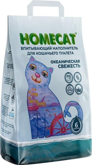 Наполнитель для туалета Homecat Океаническая свежесть Впитывающий / 61951 - фото