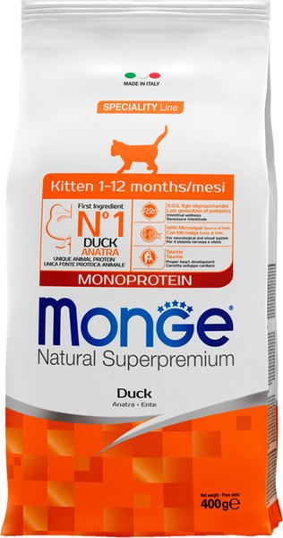 Сухой корм для кошек Monge Speciality Line Monoprotein с уткой - фото