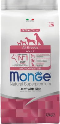 Сухой корм для собак Monge Speciality Line Monoprotein с говядиной и рисом - фото