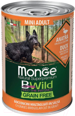 Влажный корм для собак Monge BWild Grain Free Mini с уткой, тыквой и кабачками - фото