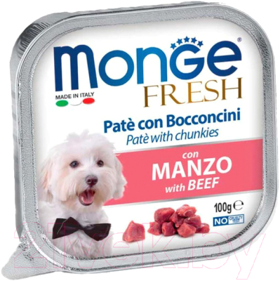 Влажный корм для собак Monge Fresh с говядиной, ламистер - фото