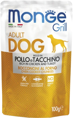 Влажный корм для собак Monge Grill с курицей и индейкой - фото