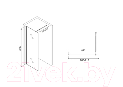 Душевая стенка Abber Immer Offen AG61091R8