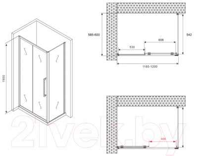Душевой уголок Abber Schwarzer Diamant AG30120BH-S60B