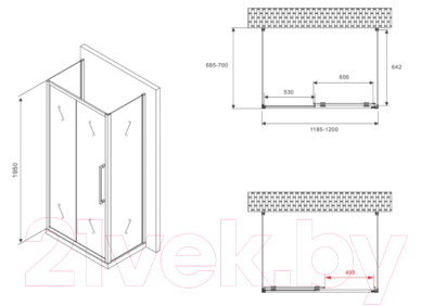 Душевой уголок Abber Schwarzer Diamant AG30120BMH-S70BM-S70BM