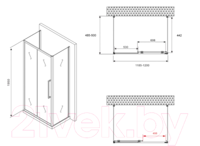 Душевой уголок Abber Schwarzer Diamant AG30120H-S50-S50