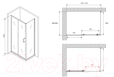 Душевой уголок Abber Schwarzer Diamant AG301305-S605