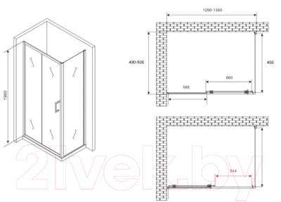 Душевой уголок Abber Schwarzer Diamant AG30130B5-S50B5