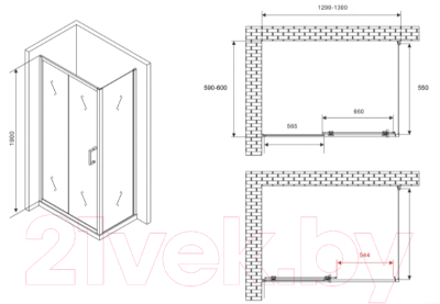 Душевой уголок Abber Schwarzer Diamant AG30130B5-S60B5