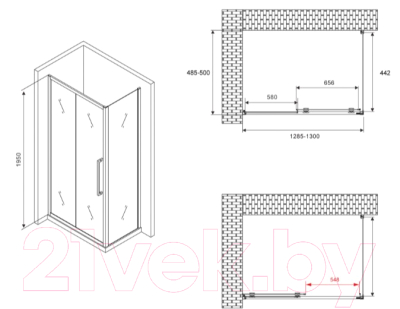 Душевой уголок Abber Schwarzer Diamant AG30130BH-S50B