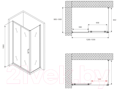 Душевой уголок Abber Schwarzer Diamant AG30130BMH-S100BM