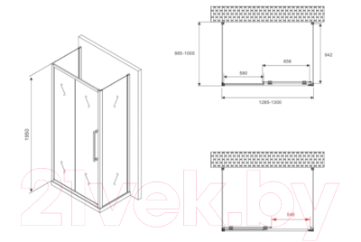 Душевой уголок Abber Schwarzer Diamant AG30130BMH-S100BM-S100BM