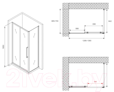 Душевой уголок Abber Schwarzer Diamant AG30130BMH-S70BM