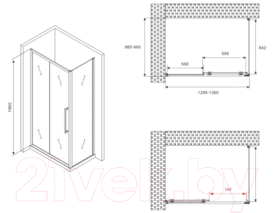 Душевой уголок Abber Schwarzer Diamant AG30130BMH-S90BM