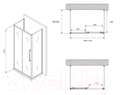 Душевой уголок Abber Schwarzer Diamant AG30130H-S50-S50