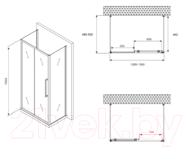 Душевой уголок Abber Schwarzer Diamant AG30130MH-S50M-S50M