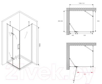 Душевой уголок Abber Zart AG08110-S91