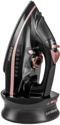 Беспроводной утюг Endever Delta-229 (черный/розовое золото) - фото