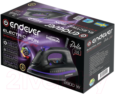 Утюг Endever Delta-230 (черный/фиолетовый)
