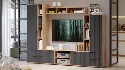 Тумба ТриЯ Хилтон исп.2 (дуб крафт золотой/графит матовый)