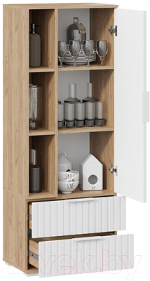 Шкаф-пенал ТриЯ Хилтон исп.2 (дуб крафт золотой/белый матовый)