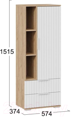 Шкаф-пенал ТриЯ Хилтон исп.2 (дуб крафт золотой/белый матовый)